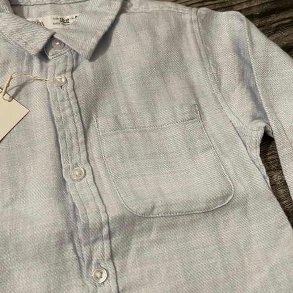 Zara cotton dress shirt soft touch baby boy 12-18 months new blue - Picture 2 of 8
